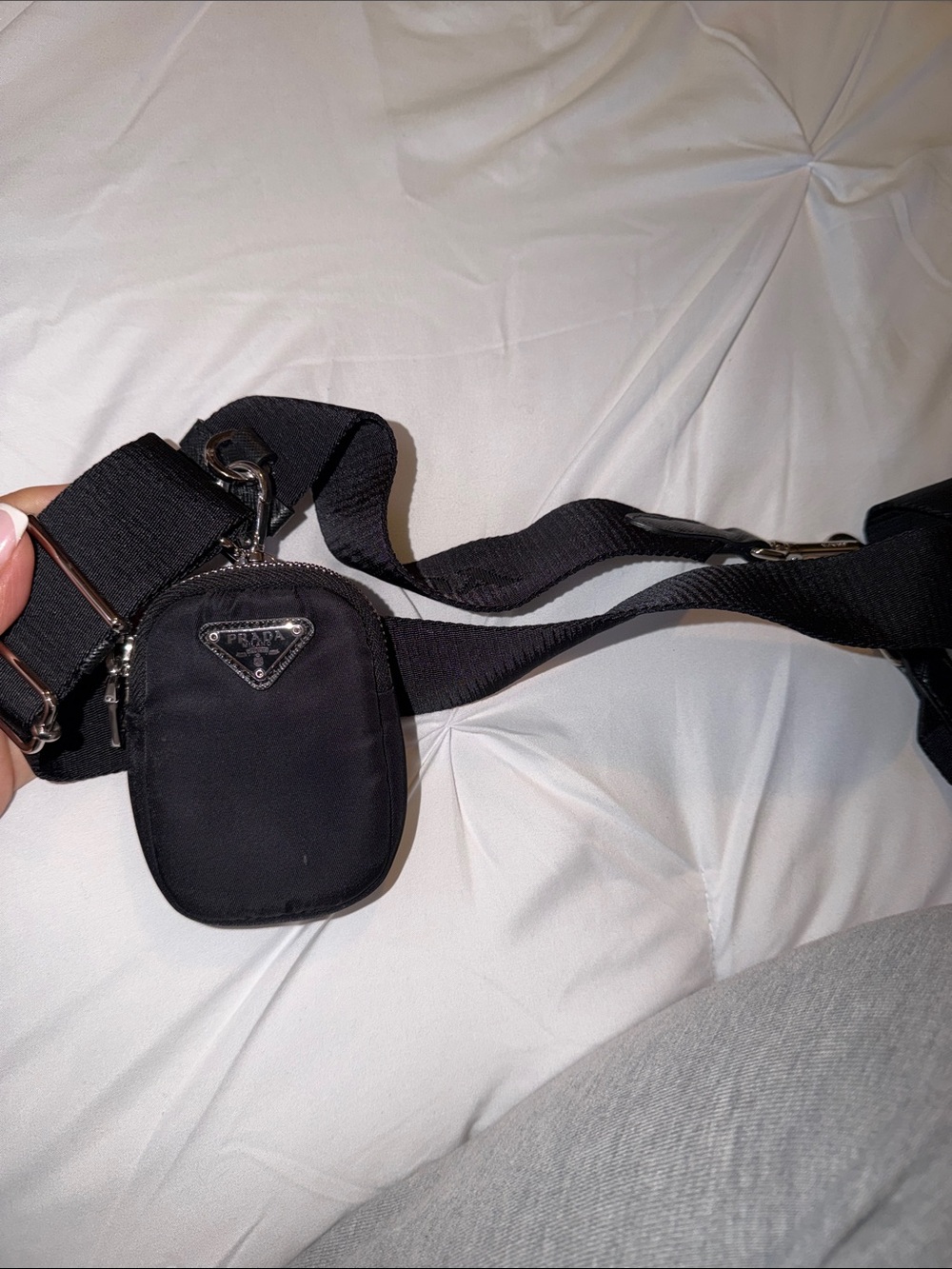 Black Nylon Crossbody Pouch with Adjustable Strap